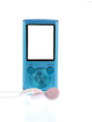 blue mp3 player isolated on white background