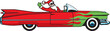 Santa Claus comes to town in a hot rod convertible