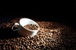 coffee beans with white cup