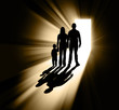 Family silhouette in doorway
