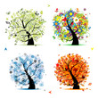 Four seasons - spring, summer, autumn, winter. Art trees Four seasons - spring, summer, autumn, winter. Art trees