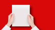 Hand Holding Blank Paper Message