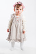 Portrait of the small beautiful girl on a white background
