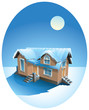 Snow-covered house in winter, vector illustration Snow-covered house in winter, vector illustration