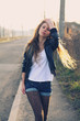 girl walking on the street