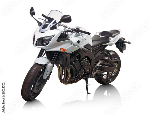 Photo: Modern white japanese motorcycle isolated on white Modern white japanese motorcycle isolated on white