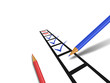 Red and dark blue pencils