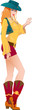 Isolate red young cartoon cowgirl