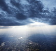 View above city