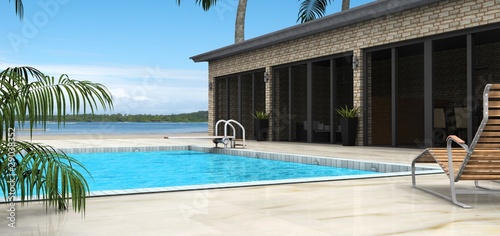 Illustration: 3d villa mit pool 3d villa mit pool