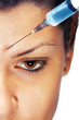 Young caucasian woman get a botox injection ,close up