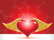 abstract red heart with feather