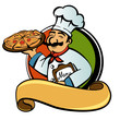 Cook with pizza