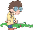 boy walking alligator pet