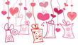 Gift boxes and hearts