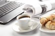Cup of fragrant coffee on a morning paper business news