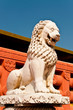 Lion statue with blue sky at temple Lion statue with blue sky at temple