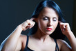 I Can't Hear You. Young woman covering her ears I Can't Hear You. Young woman covering her ears