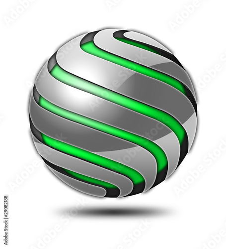 Illustration: futuristic silver and green globe futuristic silver and green globe