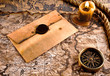 compass and an old letter on grunge background