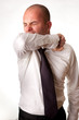 Man Coughing/Sneezing into Arm/Elbow Vertical