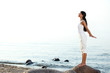 meditation on sand beach