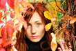 Beautiful woman and autumn leaf Beautiful woman and autumn leaf