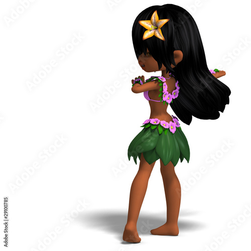 very cute hawaiin cartoon girl is dancing for you. 3D rendering Cartoon Girl Dancer. very cute hawaiin cartoon girl is dancing for you. 3D rendering