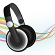 Headphones and sound waves