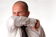 Man Coughing/Sneezing into Arm/Elbow