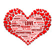 Illustration: Red Love Heart of Words on White Red Love Heart of Words on White