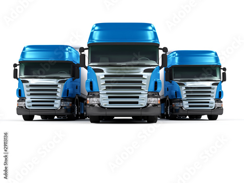 Illustration: Heavy blue trucks isolated on white background Heavy blue trucks isolated on white background