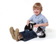 Foto: Junge mit Kaninchen Junge mit Kaninchen