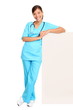 Medical doctor showing blank sign