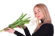 Beautiful young woman with tulips