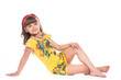 Foto: Beautiful little girl lying on floor Beautiful little girl lying on floor