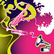 Conceptual psychedelic designed music banner.