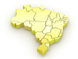 Three-dimensional map of Brazil. 3d