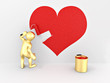 Men, drawing heart on the wall Men, drawing heart on the wall