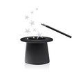 Vector magic hat and wand with sparkles