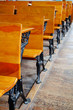Row of old school desks