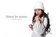 Portrait of woman in sportswear, isolated on white