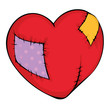 Heart with a scar and patch