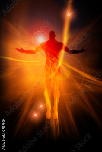 Illustration: An illustration of a male figure on energy burst background An illustration of a male figure on energy burst background