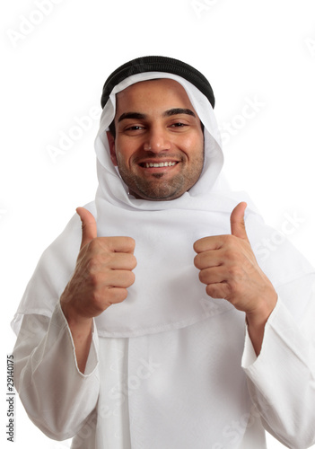 Photo: Arab man thumbs up success Arab man thumbs up success