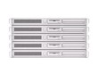 Rack servers. 3D rendering of 5 rack servers