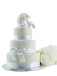 Wedding Cake With Flowers Isolated On White Background