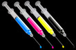 CMYK injection and paint drop CMYK injection and paint drop