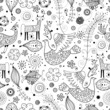 Seamless graphic pattern of fabulous animals