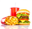 Tasty hamburger and french fries Tasty hamburger and french fries